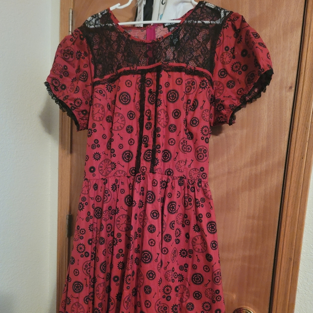 Plus sized 2 2xl Hot Topic red and black steampunk babydoll dress